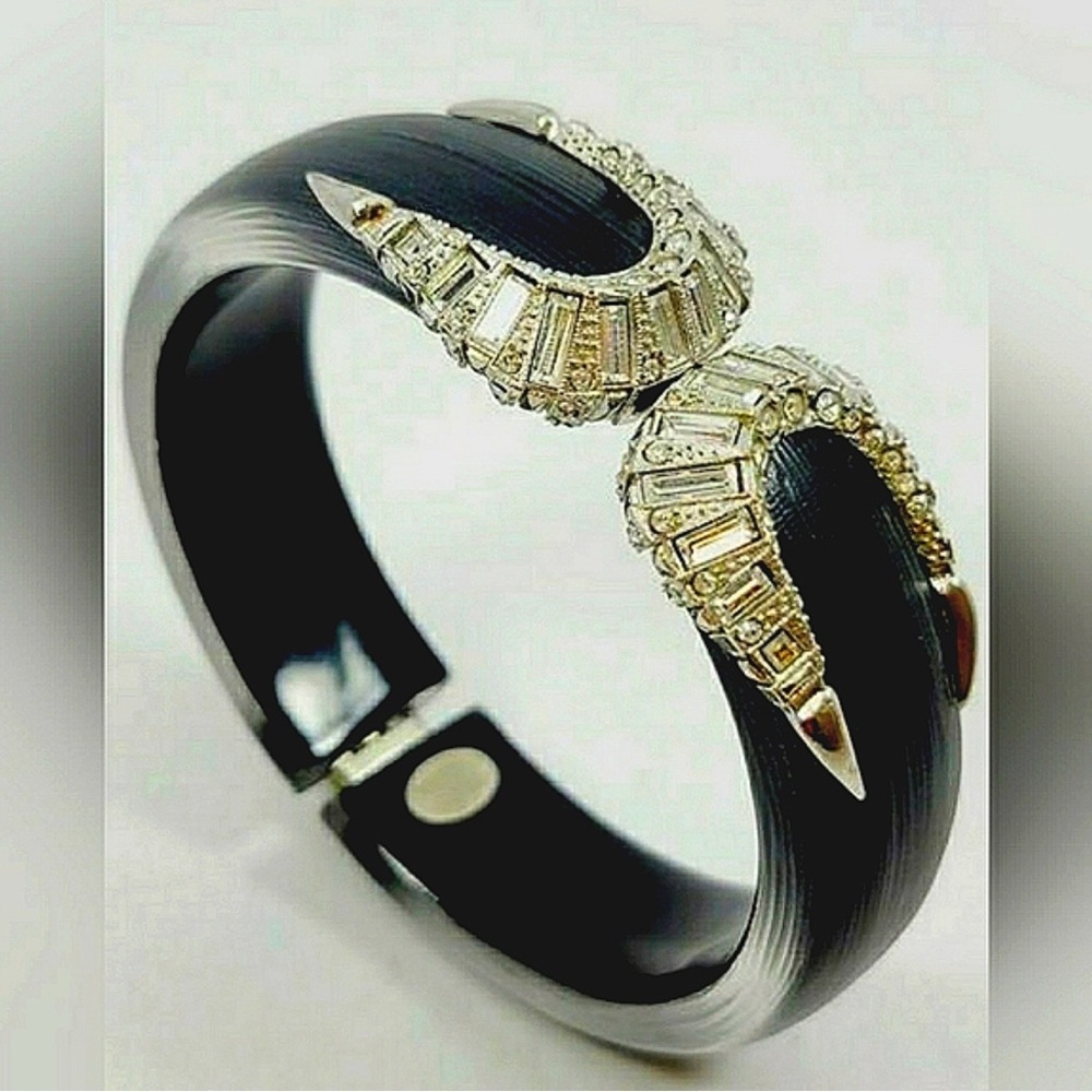 Alexis Bittar Rhinestone Lucite Magnetic Hinge Cuff bracelet